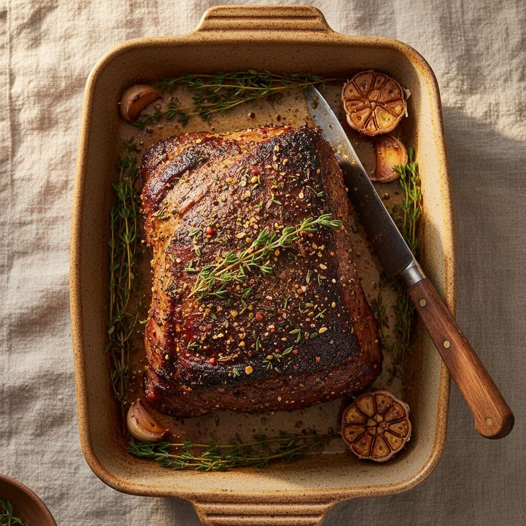Heritage Sunday Roast Beef – Golden Herb Crust & Roasted Veg