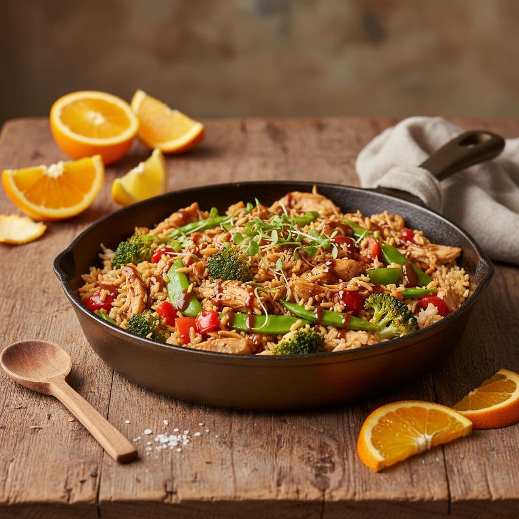Citrus-Umami Leftover Remix Skillet – Zero-Waste One-Pan Dinner